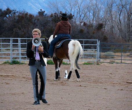 Callie Klein of Cloud Nine Ranch LLC instructs students. Klein is a recognized professional with the North American Western Dressage association and developed the curriculum for the Western Dressage 1-2-3 clinics.