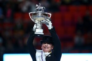 German star Isabell Werth will be chasing her sixth FEI Dressage World Cup™ title at the 2024 Final in Riyadh, Saudi Arabia next week. (FEI/Getty Images)