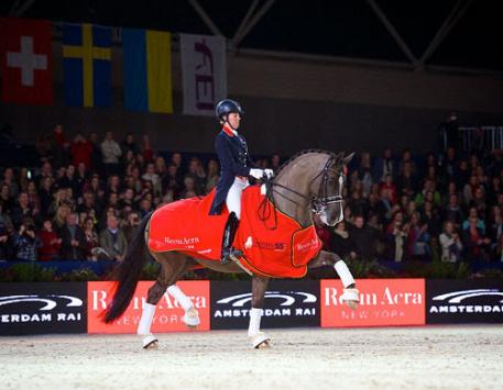 Great Britain's Charlotte Dujardin and Valegro made it two-in-a-row when winning today's fifth leg of the Reem Acra FEI World Cup™ Dressage Western European League series at Amsterdam, The Netherlands. (Photos: FEI/Arnd Bronkhorst)