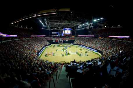 FEI’s new partnership with IMG will enhance equestrian sport viewing experience for broadcasters and viewers around the world for major events, including the Longines FEI World Cup™ Jumping Final pictured here, which took place in Las Vegas (USA) on 15-19 April at the Thomas & Mack Center. (Photo: Arnd Bronkhorst/FEI)